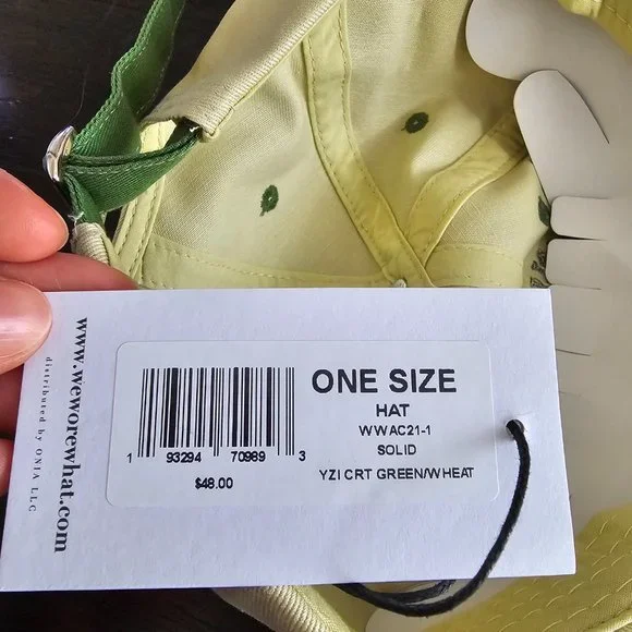 NWT WeWoreWhat Women’s Tennis Club Cotton Hat Court Green & Wheat OS - Picture 9 of 9